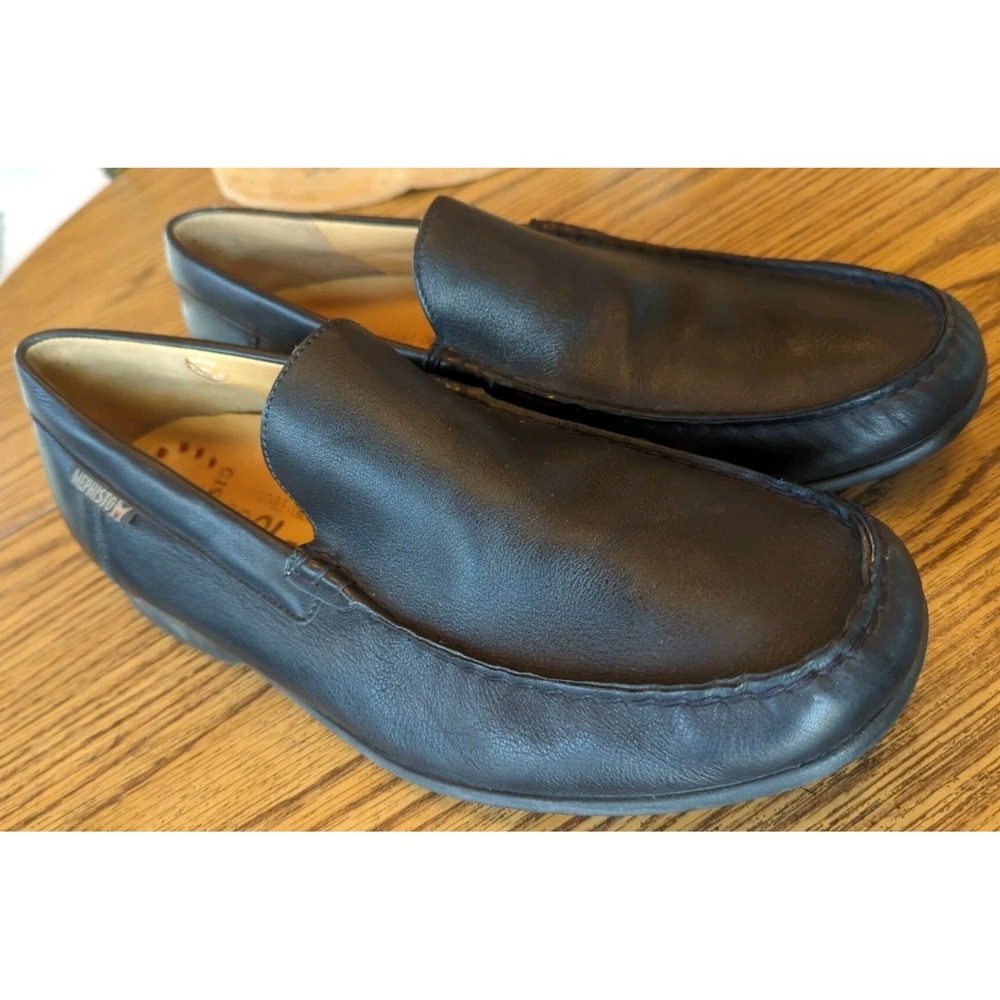 Mephisto Men's Cool-Air Leather Slip-On Loafers Black Moc Toe Comfort Shoes 11